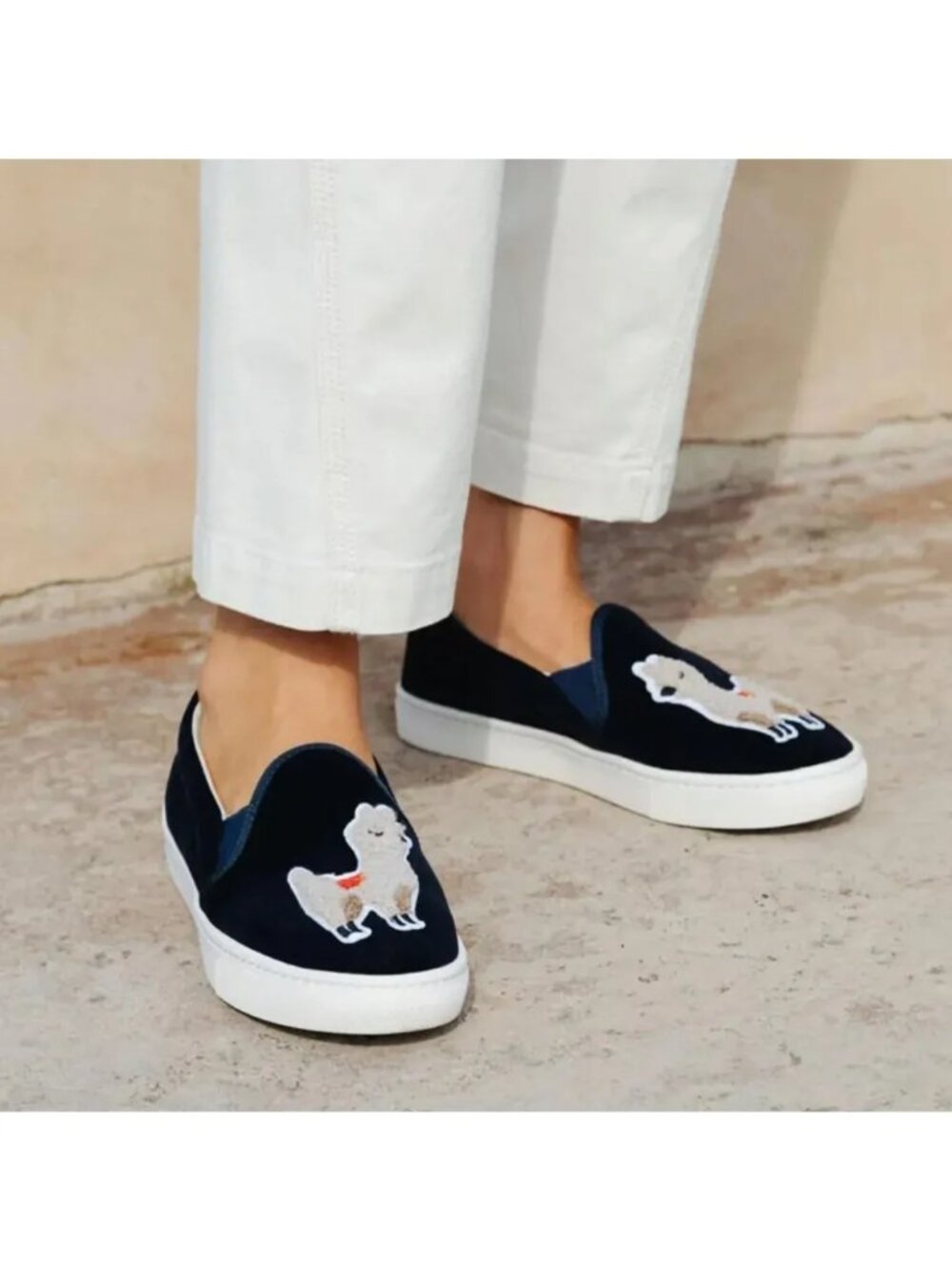Soludos Blue Velvet Llama Sneakers, Size 9.5
